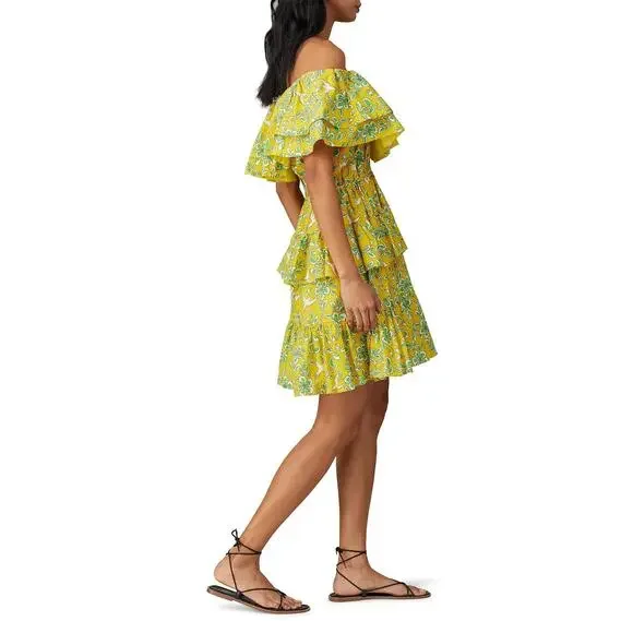 RHODE Dotty Dress in Yellow Floral Ruffles‎ Size Small - Picture 2 of 9